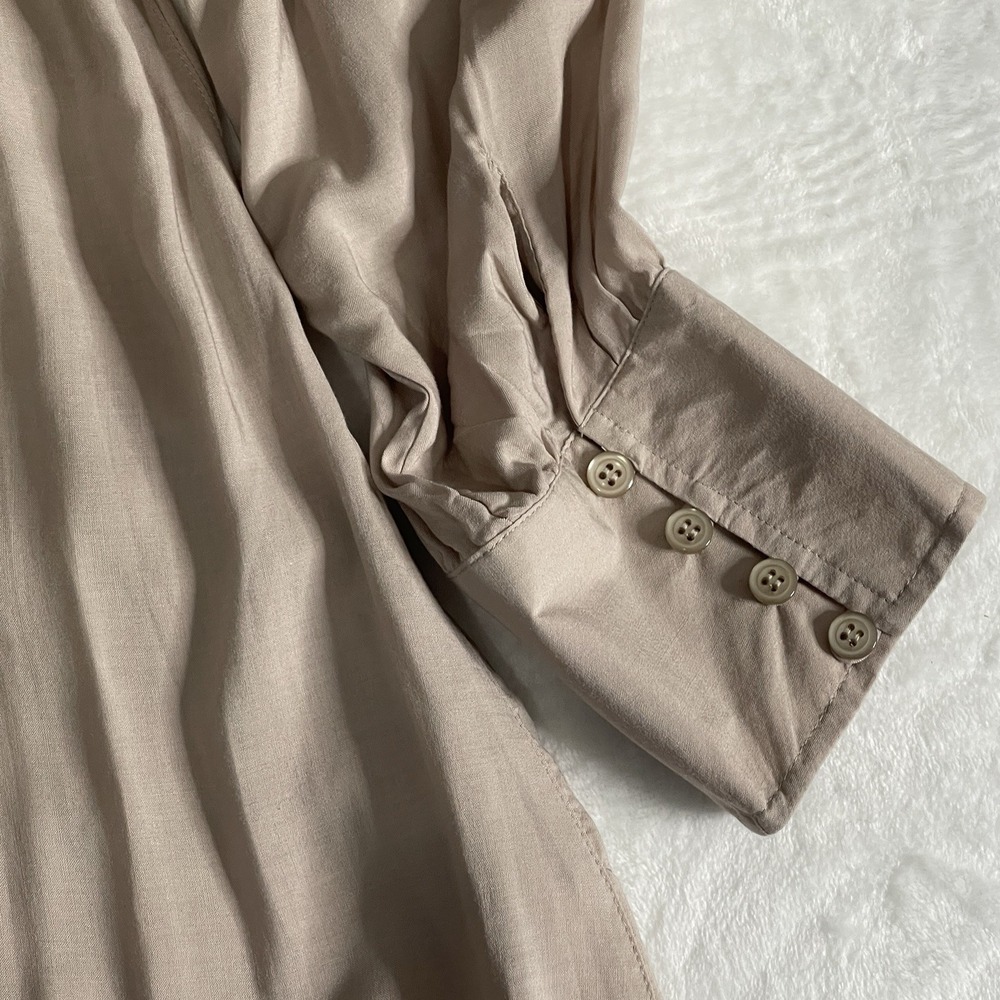 Spense Beige Large Top Front Pockets Button Sleeve Pleated Airy NWT 100% Viscose - Picture 4 of 12